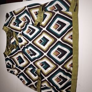 Maggie Barnes Geometric Green & Blue Blouse Size 2X